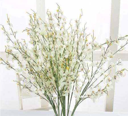 Indoor Cattleya Orchids Stems Light Yellow Artificial Silk Flower