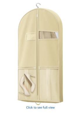 43 Travel Garment Bag with Accessories Zipper Pocket, Heavy Duty Suit Bag for Suits, Tuxedos, Dresses, Coats, Beige, 1 pack