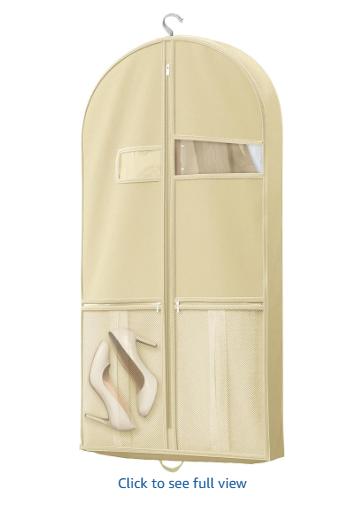 43 Travel Garment Bag with Accessories Zipper Pocket, Heavy Duty Suit Bag for Suits, Tuxedos, Dresses, Coats, Beige, 1 pack