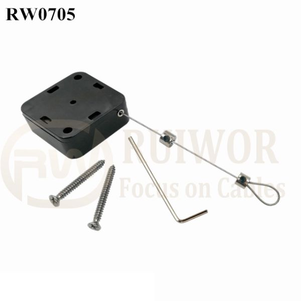RW0705 Square Retractable Cable Plus Adjustalbe Lasso Loop End By Small Lock And Allen Key