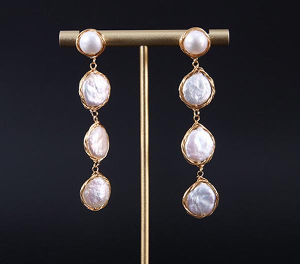 Vintage Circle Earrings For Women Irregular Baroque Pearl Earring Natural Baroque Pearl Earring Jewelry Set  Gift