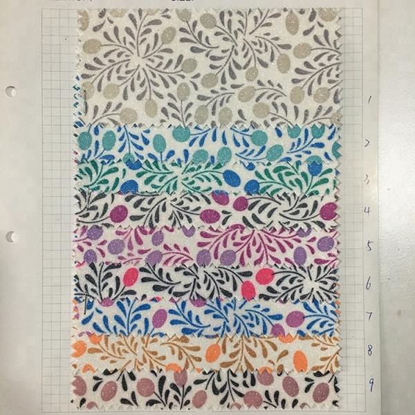 Flower Pattern Printed Faux Leather Fabric Modern Design Eco Friendly