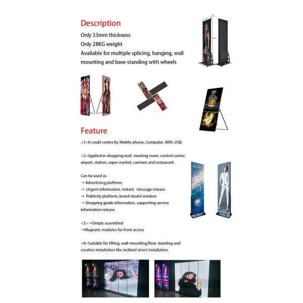 P2.5 High Brightness LED Poster Panel Indoor LED I-Poster Aluminum Panel