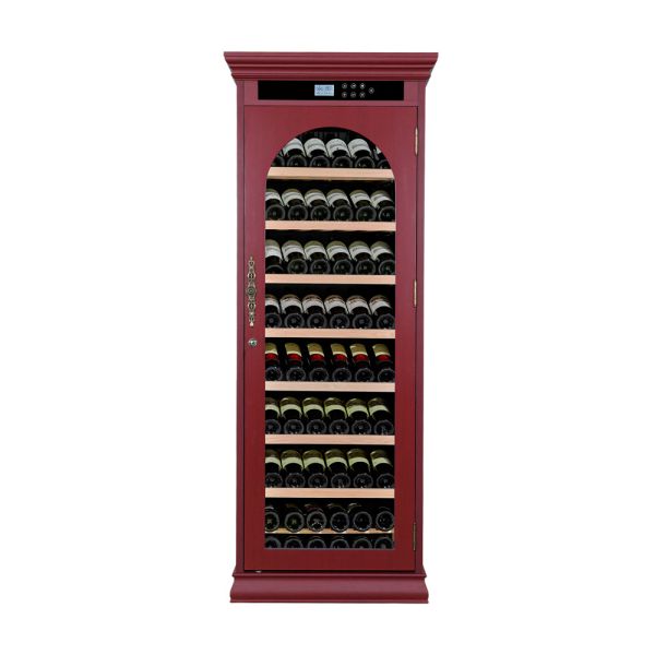 Solid Wood Kitchen Wine Cooler with Smart Digital Control Panel Locking Door and Tempered Glass LED Light