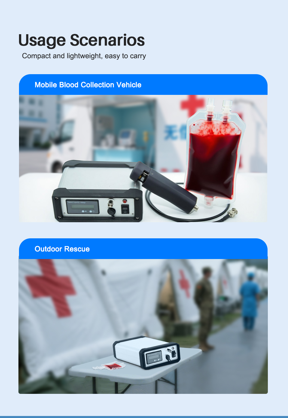 CenLee CLHS1 Rechargeable Blood Bag Tube Sealer With Handle Storage Bag Portable Tube Heat Sealer Outdoor Medical Supplies