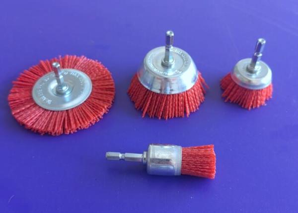Clean Sand Nylon Abrasive End Brush 25mm Outer Diameter With 6mm Hex Shank