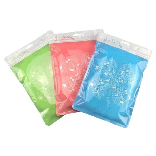 Custom plastic eco friendly clothing/underwear/socks packaging k bag with zipper