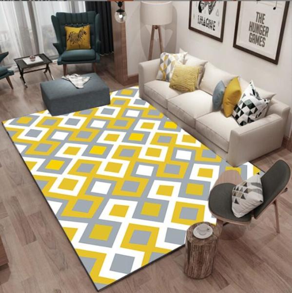Simple North European Geometric Polyester Fiber Floor Carpets For Living Room