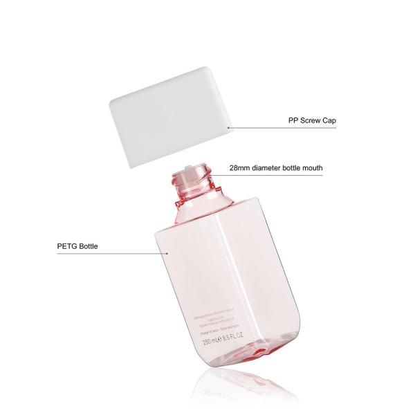 Косметика квадрата пластиковая разливает упаковку по бутылкам 250ML PETG косметическую