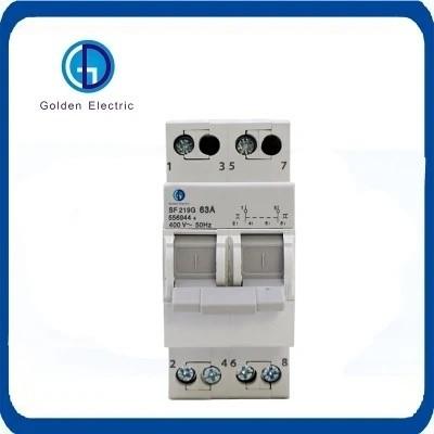 Interruptor de transferência manual modular montado em trilho DIN 4P 32A com saída dupla