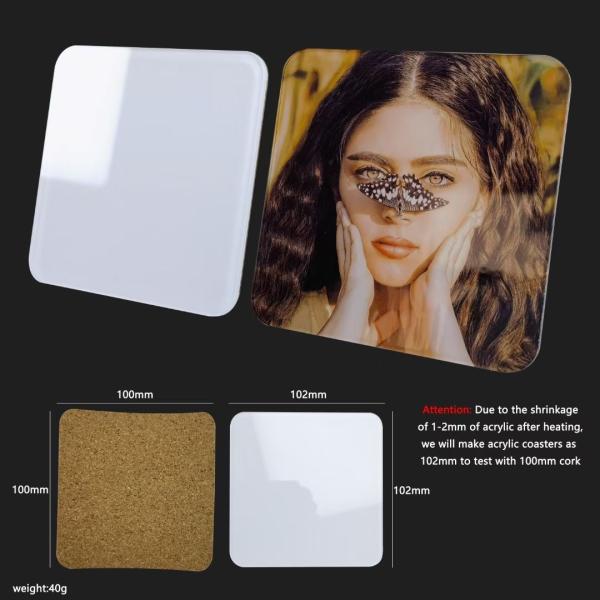 Round Acrylic Sublimation Coaster Blanks With Cork Back Custom Printing 10cm Size