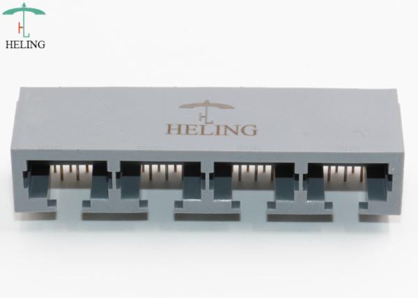 8 Pin 4 Port Unshielded Ganged RJ45 Female Connector With Gray Housing