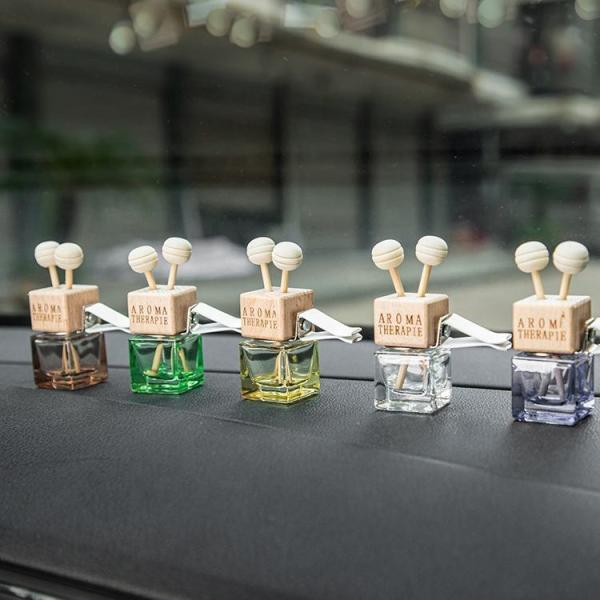6ml Square Glass Car Perfume Bottle with Vent Clip