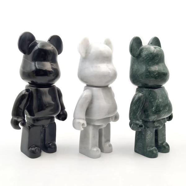 Adornos de estatua de oso BearBrick de mármol personalizados y decorativos de lujo, oso violento, mármol para la decoración del hogar