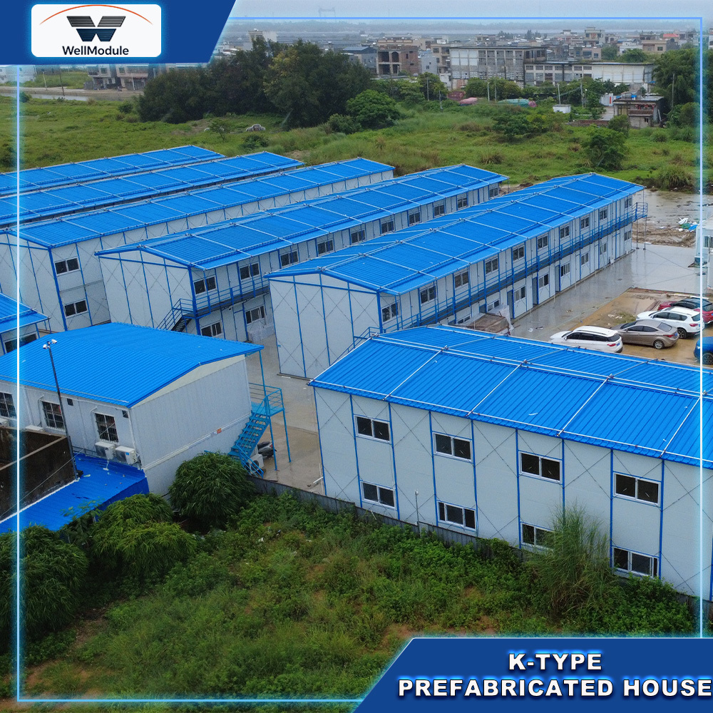 K Type Prefabricated House with Steel Structure and Sandwich Panel for Construction Camp, Worker Dormitory and Temporary Office Building
