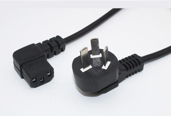 Hot sale Oxygen-free copper black power cord 10A 0.5m-10mAngled female power cable