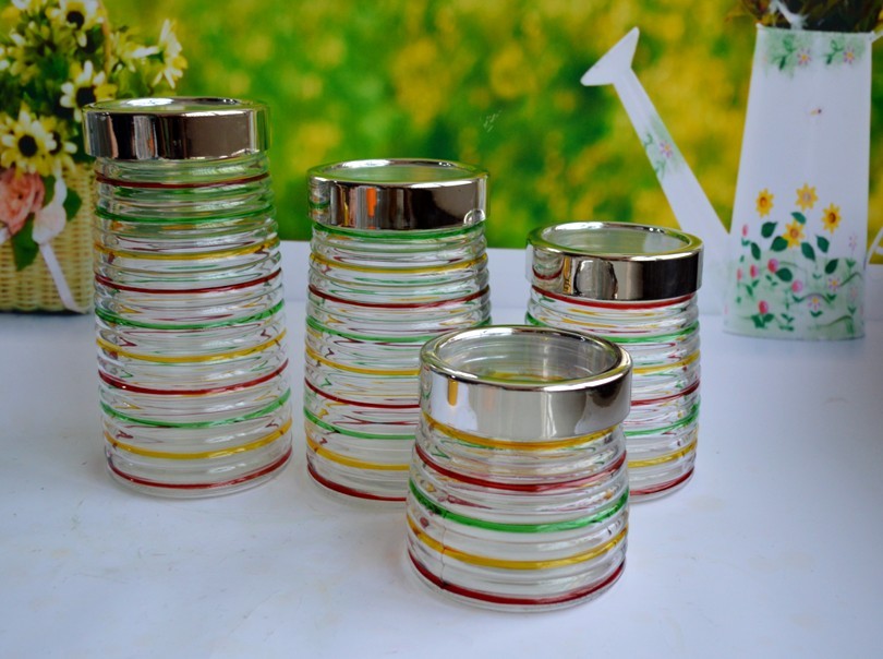SET OF 4 PCS GLASS CANISTER