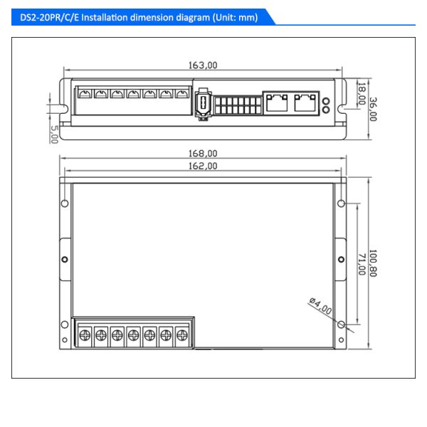 Lichuan DC Servo Motor Drivers Kit DS2-20P/R/C/E Low Voltage 2.4N.m 750W 48V 19A 3000RPM IP65