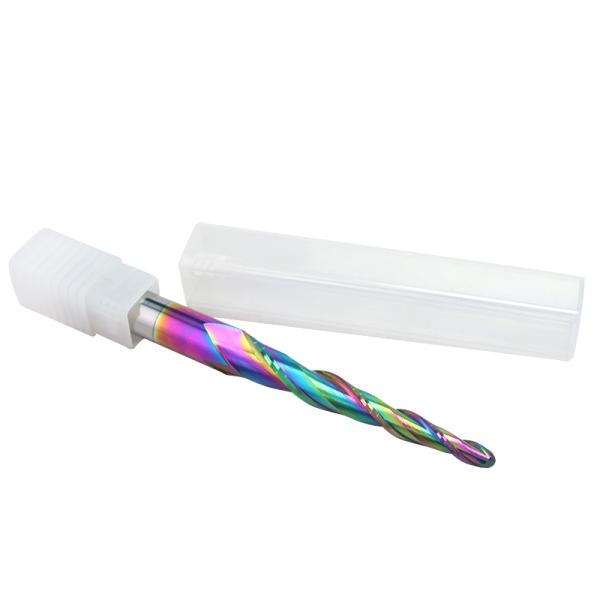 Customizable Carving Drill Bits 2 Flutes HRC55 Ball Nose DLC  Taper Milling Cutter