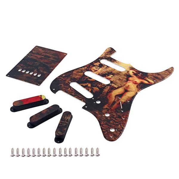 Lady Pattern 3-Ply Standard SSS Electric Guitar Pickguard Set With Screw Back Plate Scratch Plate ST Electric Guitars
