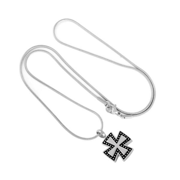 Stainless Steel Maltese Cross Pendant Necklace for Ashes Urn Memorial Keepsake Jewelry