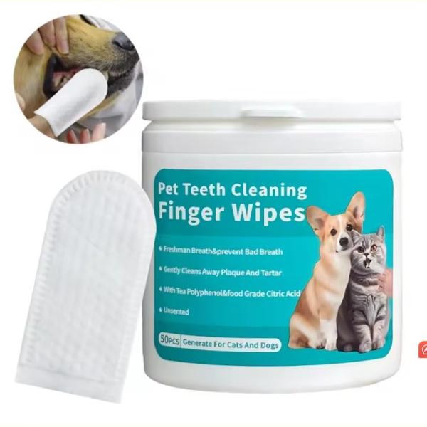 Convenient and Effective Pet Oral Cleaning with Natural Fragrance Finger Sleeve Wet Wipes