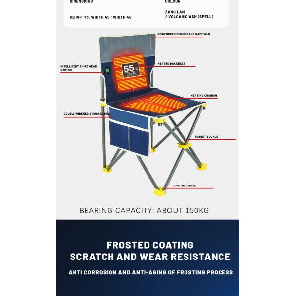 Outdoor Heated Fishing Chair Camping Heated Chair Folding Chair