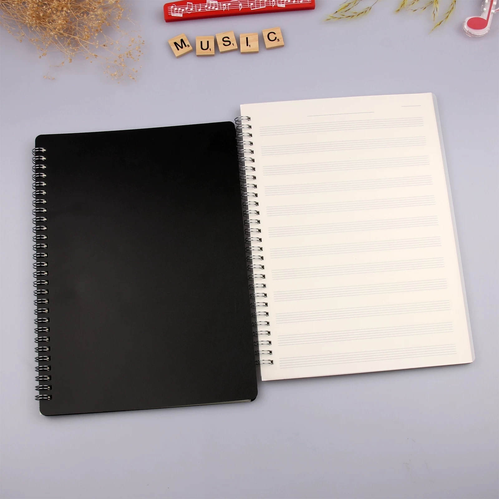 Staff Paper Spiral Notebook With Frosted Cover For Music Composition