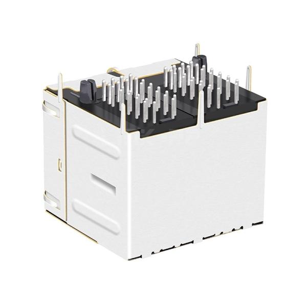 LPJG27561AGNL 2x2 Port Jacks RJ45 Conector 1000 Base-T Com Magnéticos Integrados LEDs Amarelo/Verde
