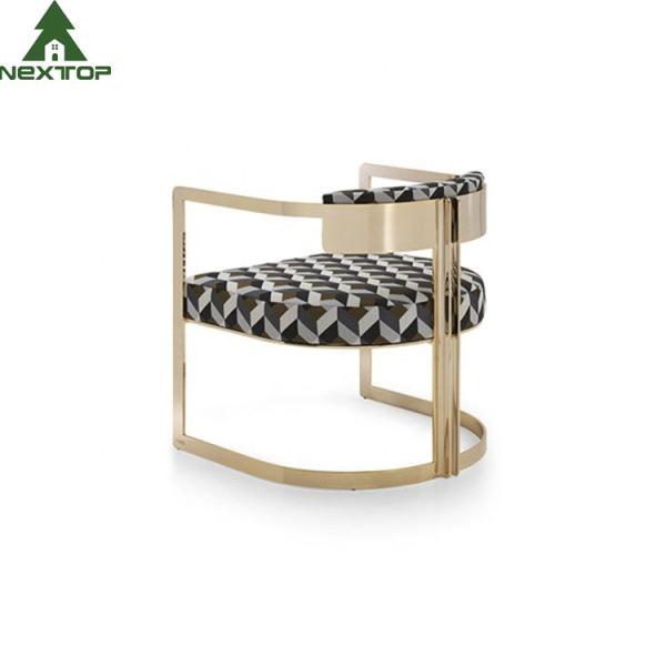 Cadeira de jantar de bronze de aço inoxidável do lazer dourado moderno da poltrona da mobília do hotel de luxo