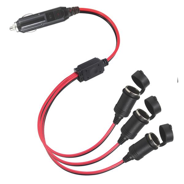 トリプルソケット 自動車のタバコ点灯器 スプリッター アダプタ 12V/24V 車両充電器の電源拡張用のスイッチ付き