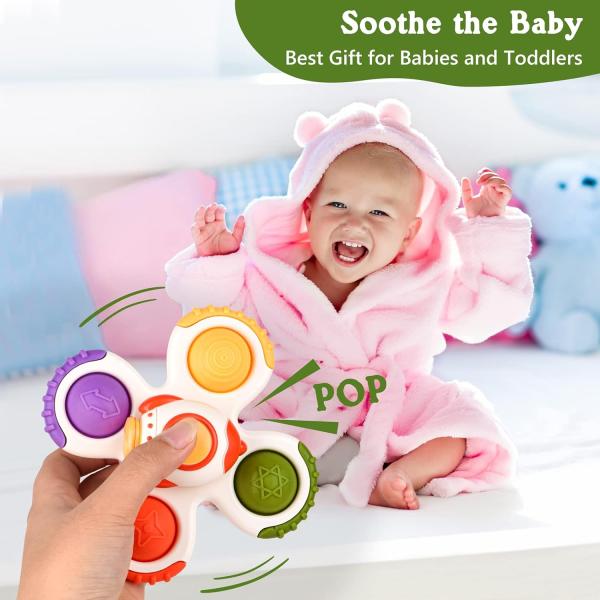 Unisex 3PCS Suction Cup Spinner Toys for Learning Sensory Toddlers 1-3 Baby Bath Ideal Gifts