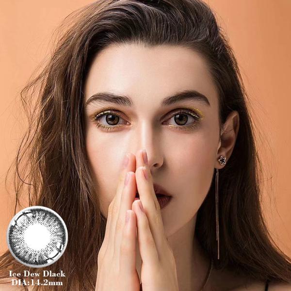 Customized Logo Ice Dew Natural Black Contact Lenses Prescription 14.5mm