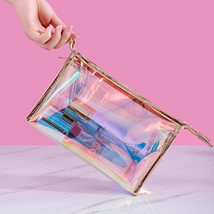 Holographic Makeup Bags Set, Clear Iridescent Cosmetic Bags, Portable Waterproof Toiletry Bag, Travel Zippered Makeup Organizer Cosmetic Pouch for Women, Mothers Day Gifts