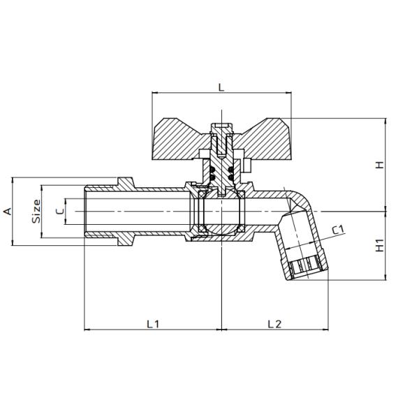 Тип алюминиевый стандарт t крана BS2779 Bib ручки ISO228 латунный