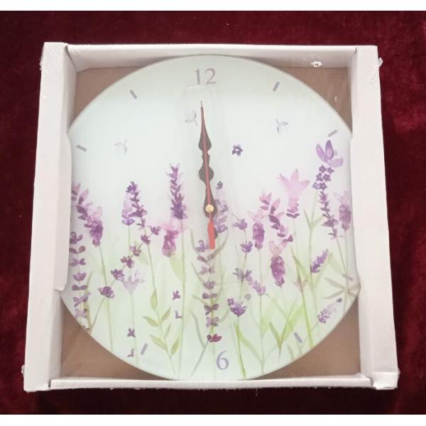 Home Wall Decoration Glass Wall Clock with Scenic Landscape Design and Oil Painting