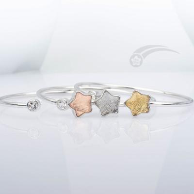 Fashionable 925 Sterling Silver Meteorite Cuff Bracelet Star Shape