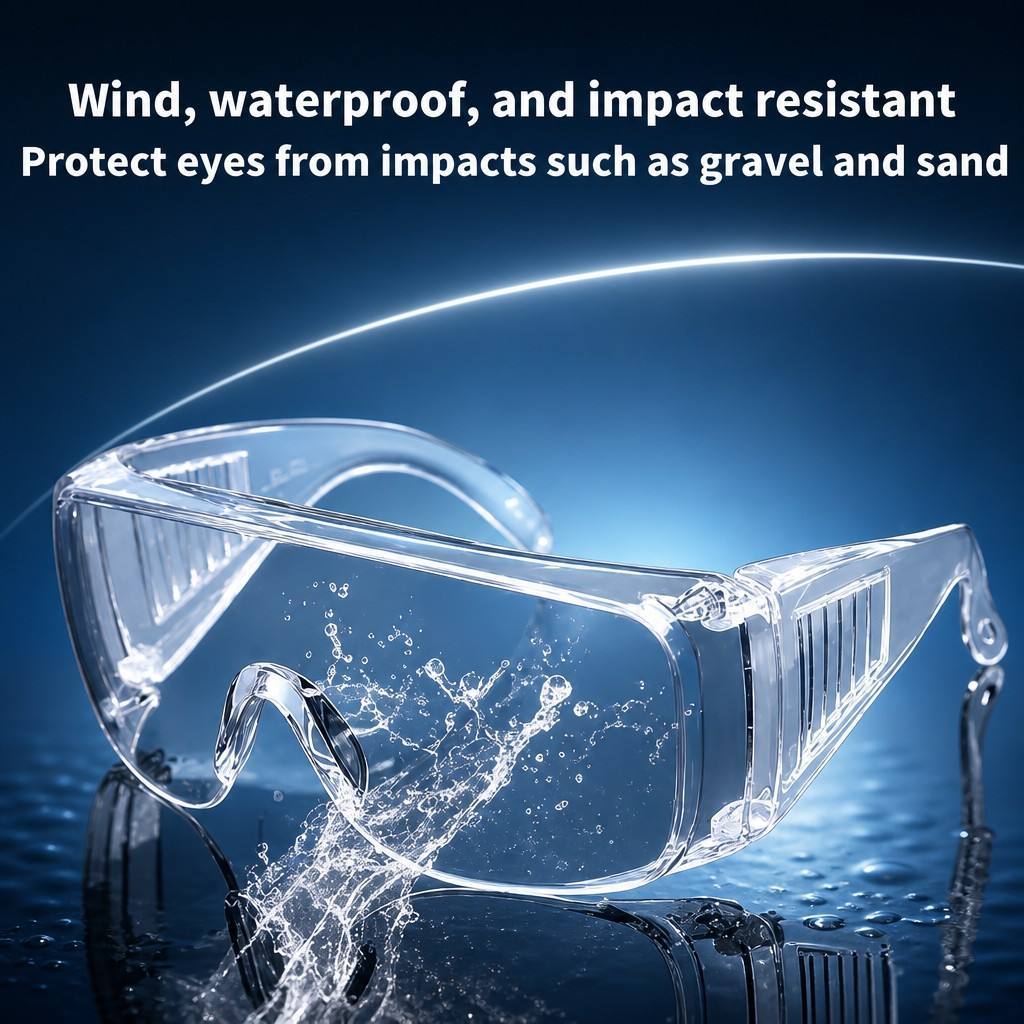 Tactical Sunglasses Prescription Protective Eye Wear PC Unisex UV400 Custom Square Anti Fog Clear Wrap Invisible Ink Goggles OTG Over Glasses for Cycling Construction Laboratory Workshop Work
