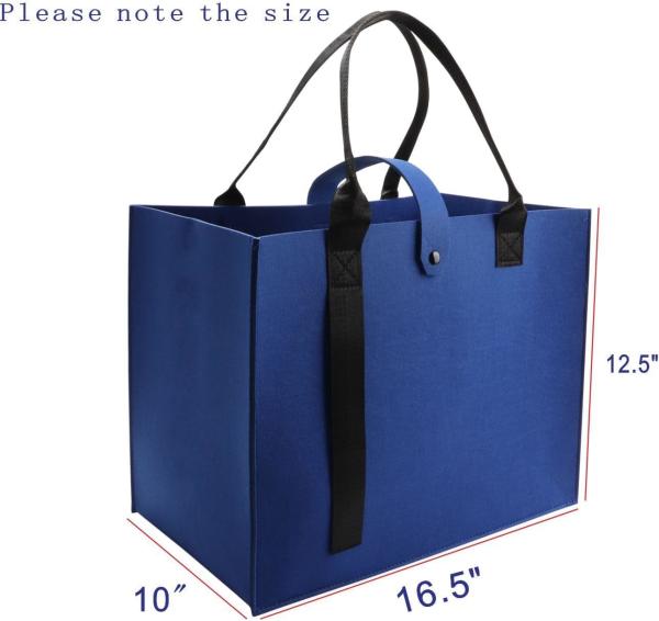 Biodegradable Sustainable Eco Friendly Green Felt Bag Storage High-Capacity Solid Color Two Shoulder Straps Custom Logo Felt Tote Bag Shopping