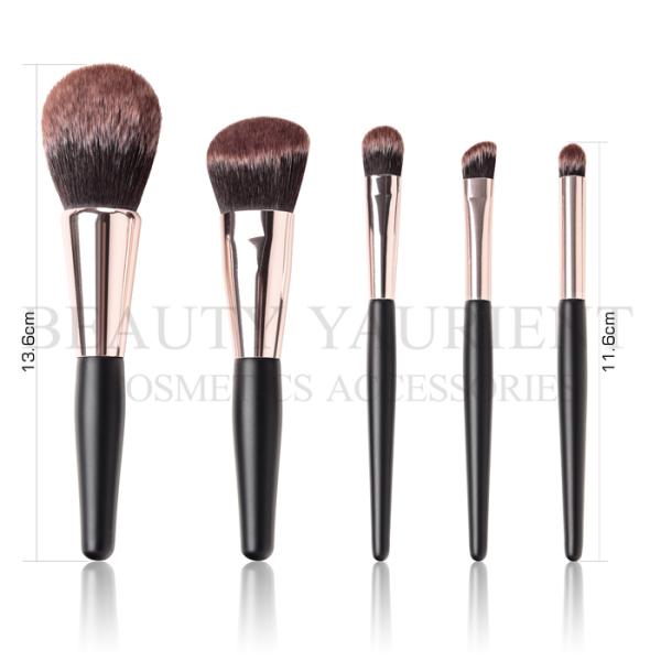 Rose Gold Ferrule Short Mini Makeup Brush Set 3tone Hair Wood Makeup Brush kit