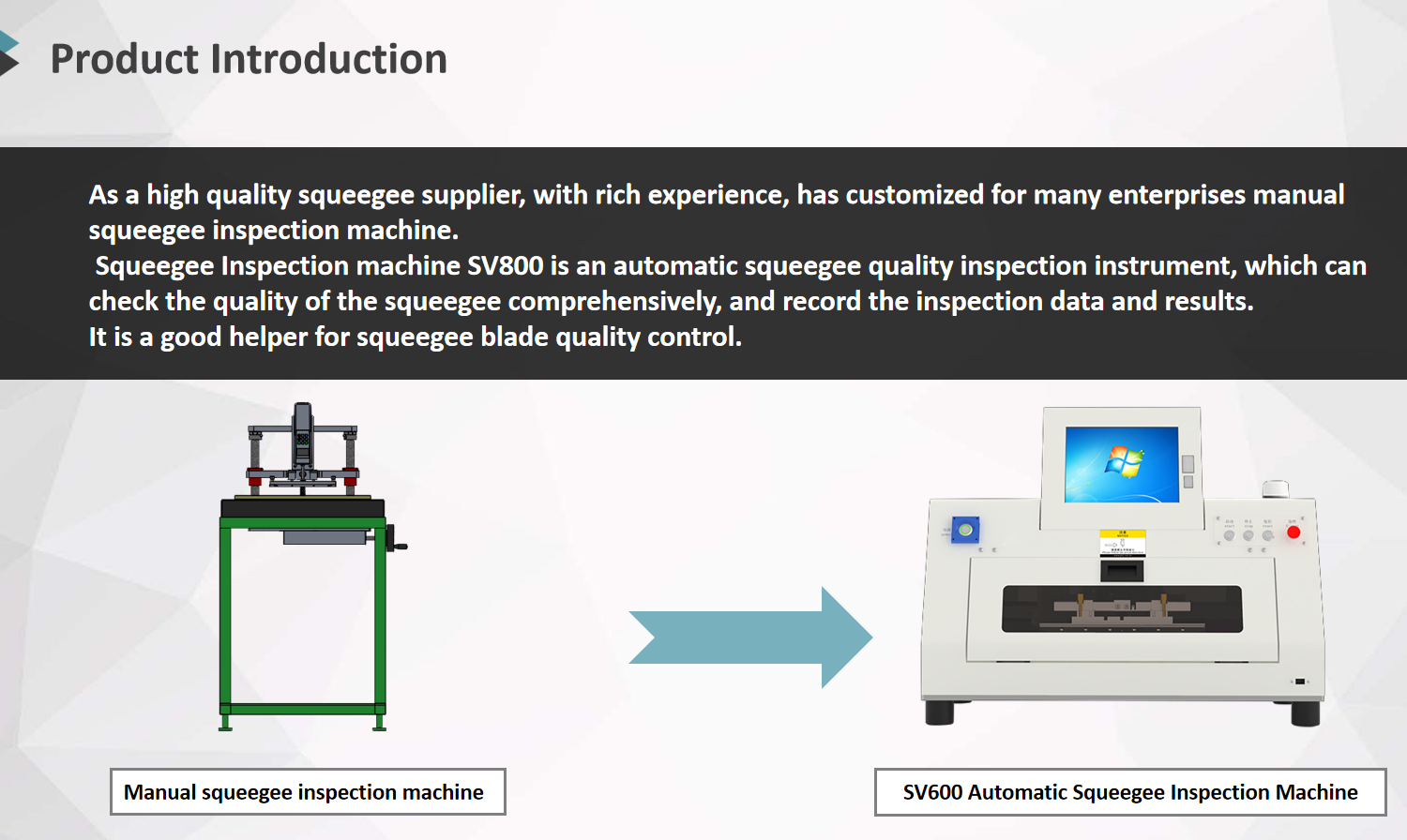 Full Vision Automatic Squeegee Inspection Machine SV700 for DEK, MPM, Fuji, EKRA squeegee