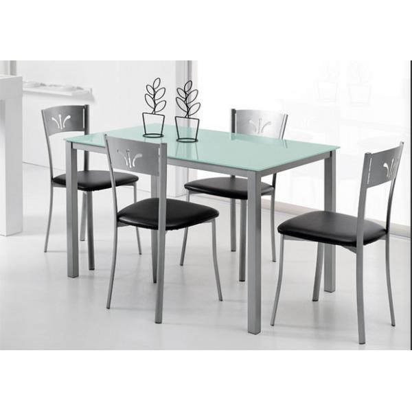 1100mm Length Glass Top Dining Table Customizable With Iron Legs