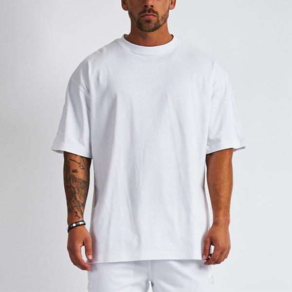 O Neck Men Blank T Shirt Custom Cotton Loose Drop Shoulder