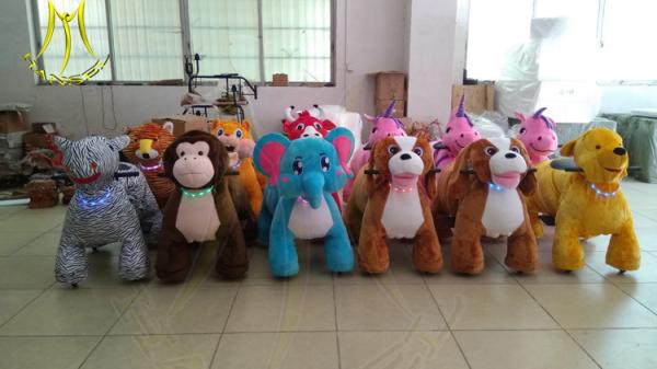 Hansel unicorn motorized plush animal children amusement cars rides kiddie rider electric dog for sale
