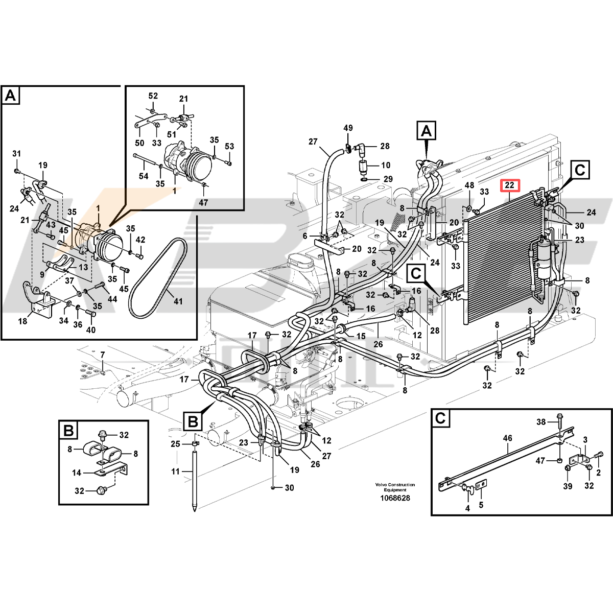 KBZE BRAND VOE14547919 14547919 AC CONDENSER FOR VOLVO EC160 EC180 EC210