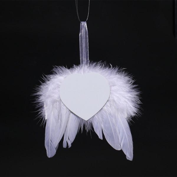 Sublimation Blanc Plume Ange Aile Pendentif DIY Cadeau Xmas Ornement de fête de mariage