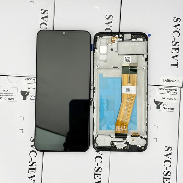 100% проверенный QC A02S LCD замена антистатический пакет Black Mobile LCD дисплей