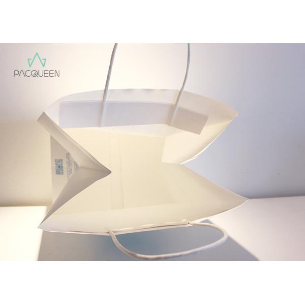 SOS Style Kraft Paper Carry Bags , White Paper Bags With Handles Strong Twisted