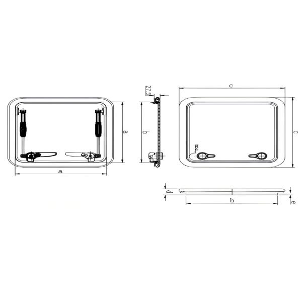 Aluminum Acrylic Square Boat Deck Hatch Watertight Lightweight Design