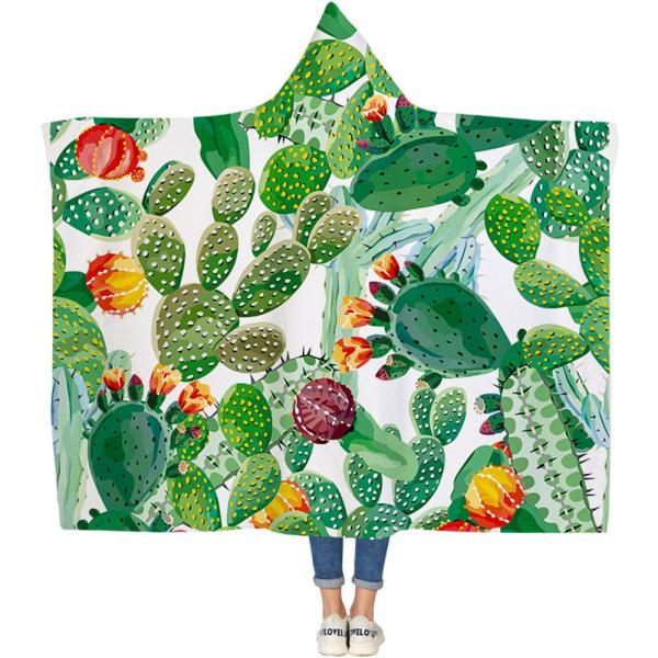 Cactus series children's adult hooded blanket velvet fabric rectangular hand washable